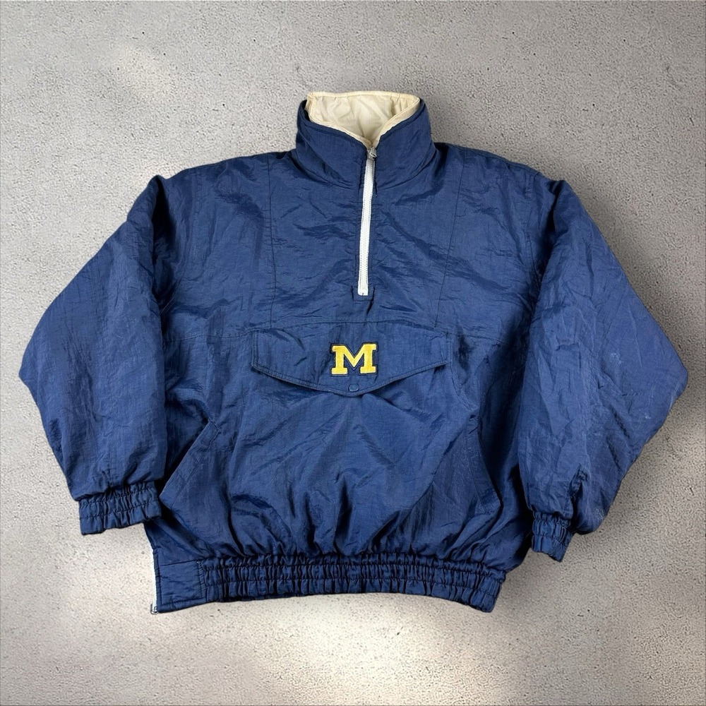 Vintage Michigan Wolverines Reversible Puffer Jacket Men's XL Pro‎ Player 90s